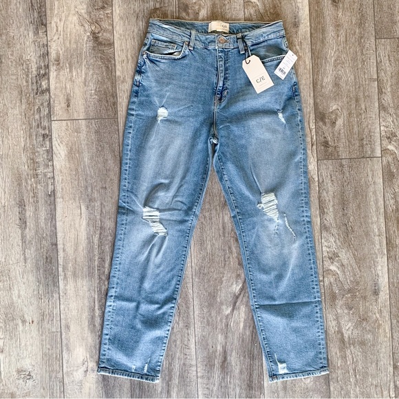 nwt $248 Current/Elliot Original Boyfriend Jeans Sunny Destructed Light Was 27 - Picture 2 of 16
